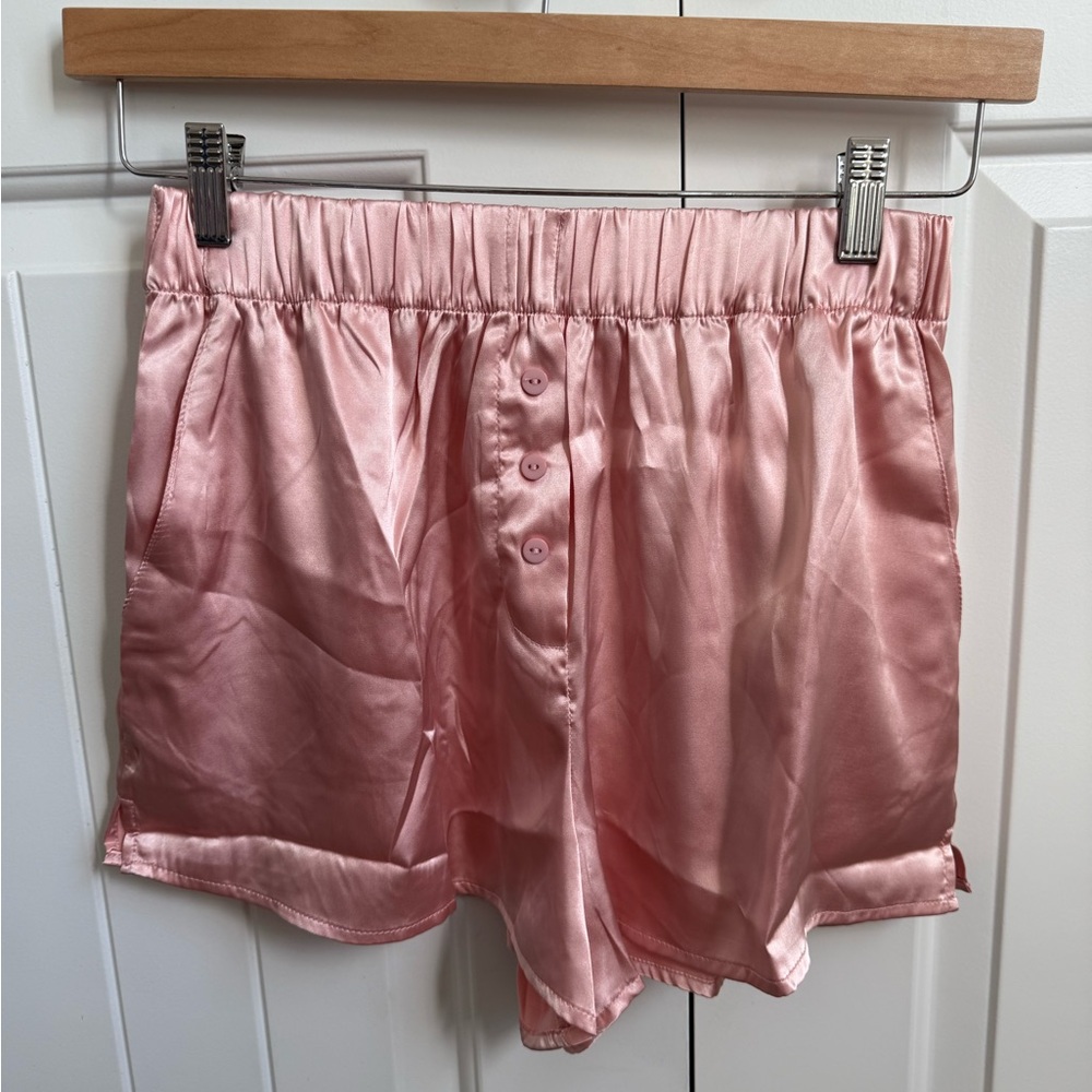 Daily drills pink satin shorts